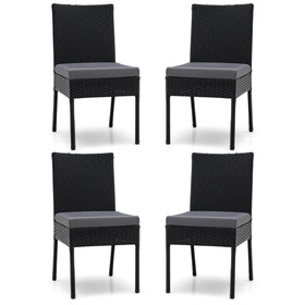 Costway 04289571 Set of 4 Patio Rattan Wicker Dining Chairs Set with Soft Cushions-Black