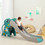 Costway 04625317 4-in-1 Kids Climber Slide Play Set with Basketball Hoop-Green