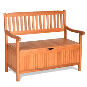 Costway 04691235 33 Gallon Wooden Storage Bench with Liner for Patio Garden Porch