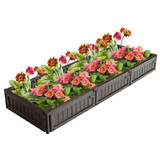 Costway 05632174 4 x 4 Feet Raised Garden Bed Kit Outdoor Planter Box with Open Bottom Design-Brown