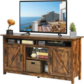Costway 05761329 60"Industrial TV Stand Entertainment Center with Shelve and Cabinet-Brown