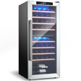 Costway 05864231 43 Bottle Wine Cooler Refrigerator Dual Zone Temperature Control with 8 Shelves-Black
