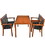 Costway 05891642 4 Pieces Acacia Wood Patio Rattan Dining Furniture Set