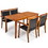 Costway 05891642 4 Pieces Acacia Wood Patio Rattan Dining Furniture Set