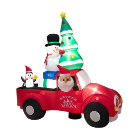 Costway 06392814 8 Feet Wide Inflatable Santa Claus Driving a Car with LED and Air Blower