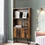 Costway 06728415 2-Tier Retro Bookcase Bookshelf with 3 Compartment-Coffee