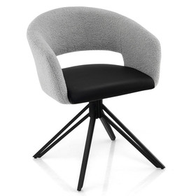 Costway 06824397 Modern Swivel Accent Chair with Solid Steel Legs-Black