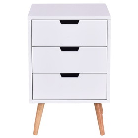 Costway 06924135 Wood Side End Table Nightstand with 3 Drawers Mid-Century Accent