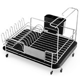 Costway 06937152 Stainless Steel Expandable Dish Rack with Drainboard and Swivel Spout