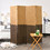 Costway 07614398 4 Panel Portable Folding Hand-Woven Wall Divider Suitable for Home Office-Brown