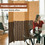 Costway 07614398 4 Panel Portable Folding Hand-Woven Wall Divider Suitable for Home Office-Brown