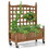 Costway 09358217 32in Wood Planter Box with Trellis Mobile Raised Bed for Climbing Plant