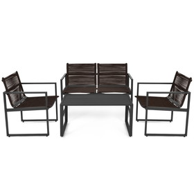 Costway 09417526 4 Pieces Patio Furniture Conversation Set with Sofa Loveseat