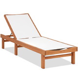 Costway 09458712 Outdoor Wood Chaise Lounge Chair with 5-Postion Adjustable Back