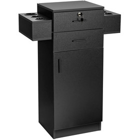 Costway 10678354 Salon Station Storage Cabinet with 6 Hair Dryer Holders for Hair Stylist-Black