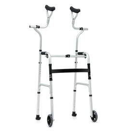 Costway 10985472 Foldable Rehabilitation Auxiliary Walker with 5 Inch Wheels