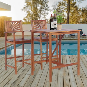 Costway 12360497 3 Pieces Patio Bar Set with 2 Bar Stools and 1 Bar Table