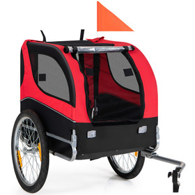 Costway 12403759 Dog Bike Trailer Foldable Pet Cart with 3 Entrances for Travel-Red