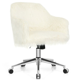 Costway 12495387 Modern Fluffy Faux Fur Vanity Office Chair for Teens Girls-Beige