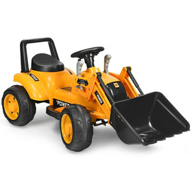 Costway 12583704 Kids Ride On Excavator Digger 6V Battery Powered Tractor -Yellow