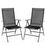 Costway 12607459 Set of 2 Adjustable Portable Patio Folding Dining Chair Recliners-Black
