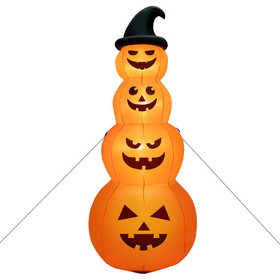 Costway 12658790 8 Feet Inflatable Halloween Pumpkins Stack with Built-in LED Lights