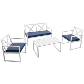 Costway 12683954 4 Pieces Outdoor Conversation Set with Sturdy Steel Frame