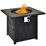 Costway 12709368 32 Inch Propane Fire Pit Table Square Tabletop with Lava Rocks Cover 50000 BTU-Black