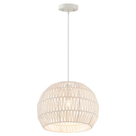 Costway 12795438 Round Farmhouse Rattan Pendant Lights with Adjustable Hanging Rope-Beige