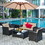 Costway 13796052 4 Pieces Outdoor Rattan Furniture Set with Glass Table