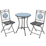 Costway 13847965 3 Pieces Patio Bistro Set Outdoor Furniture Mosaic Table Chairs