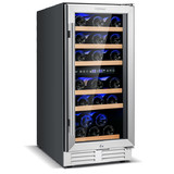 Costway 13964075 30-Bottle Freestanding Wine Cooler with Temp Memory and Dual Zones -Silver
