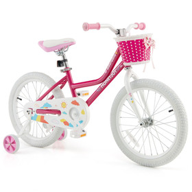 Costway 13986475 Kids Bicycle 18 Inch Toddler and Kids Bike with Training Wheels for 6-8 Year Old Kids-Pink