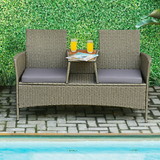 Costway 14327805 2-Person Patio Rattan Conversation Furniture Set with Coffee Table