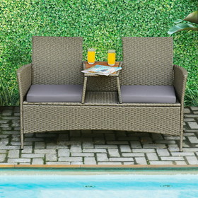 Costway 14327805 2-Person Patio Rattan Conversation Furniture Set with Coffee Table