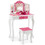 Costway 14327890 Kids Vanity Table and Stool Set with Cute Polka Dot Print-Pink