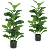 Costway 14382970 2-Pack Artificial Fiddle Leaf Fig Tree for Indoor and Outdoor