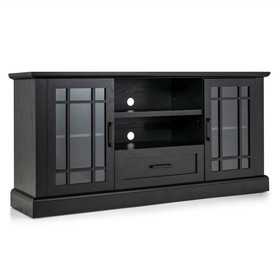 Costway 14623859 TV Stand for TVs up to 70  with Glass Doors Cubbies and Drawer-Black