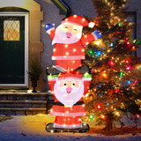 Costway 14725693 LED Double Santa Yard Sign with String Lights and 4 Stakes