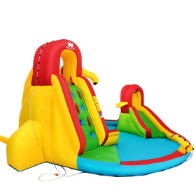 Costway 14782593 Kid's Inflatable Water Slide Bounce House with Climbing Wall and Pool Without Blower