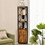 Costway 14785692 Tall Corner Storage Cabinet with 3-Tier Shelf and Enclosed Cabinet-Rustic Brown