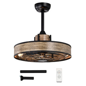 Costway 14867532 20 Inch Caged Ceiling Fan with Light and 3 Wind Speeds-Coffee