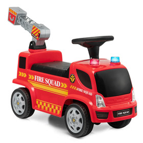 Costway 14892356 Kids Push Ride On Fire Truck with Ladder Bubble Maker and Headlights-Red