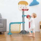 Costway 14920567 3-in-1 Height Adjustable Basketball Stand Set with Soccer and Roller