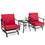 Costway 15389476 3 Piece Patio Rocking Chair Set with Coffee Table-Red