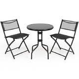 Costway 15432896 3 Pieces Folding Bistro Table Chairs Set for Indoor and Outdoor