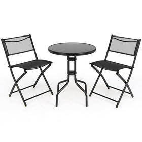 Costway 15432896 3 Pieces Folding Bistro Table Chairs Set for Indoor and Outdoor