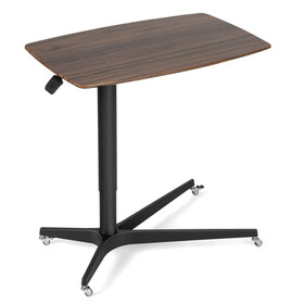 Costway 15463928 Height Adjustable Mobile Standing Desk with Lockable Wheels-Brown