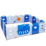 Costway 15834069 16-Panel Baby Playpen Safety Play Center with Lockable Gate-Blue