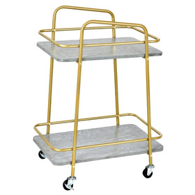 Costway 15923807 2-tier Kitchen Rolling Cart with Steel Frame and Lockable Casters-Gray